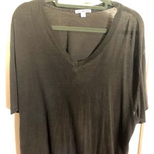 James Perse Short Sleeve V Neck T-shirt (Charcoal Gray) (5/XXL)